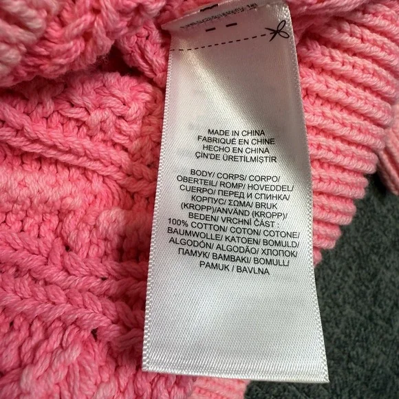 Polo Ralph Lauren Dip-Dye Cable Knit Sweater Mens XL Orange Pink Fisherman